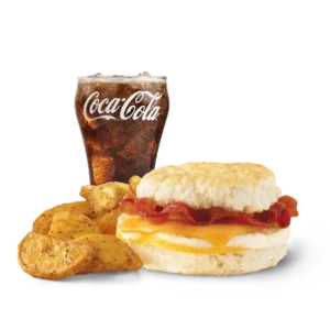 Bacon, Egg & Cheese Biscuit Combo with Hot Coffee