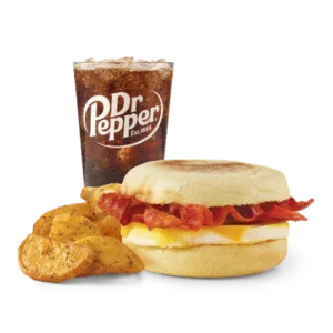 Bacon, Egg & Cheese English Muffin combo with Dr Pepper