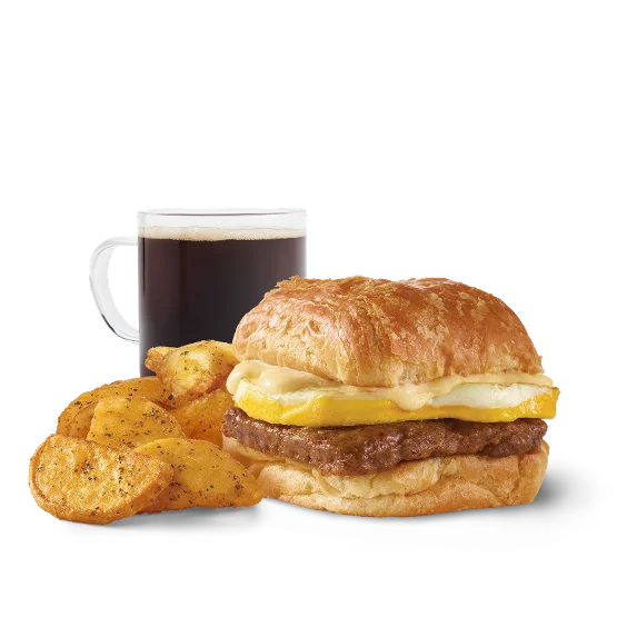 Sausage Egg & swiss croissant combo with Regular Hot Coffee