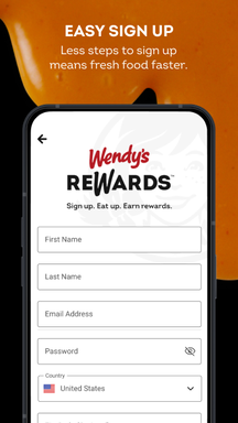Wendy's Mobile App Sign up and earn rewards