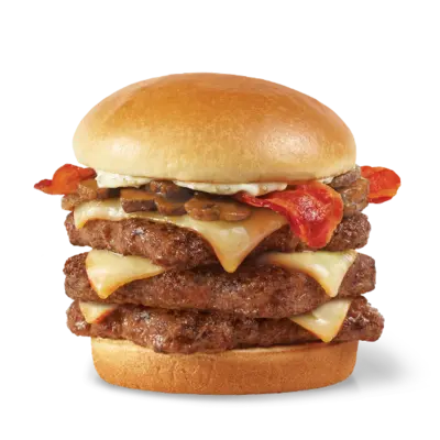 Mushroom Bacon Cheese Burger Triple